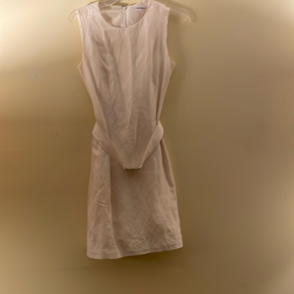 Calvin Klein  Size 2 White Linen Sheath Dress.